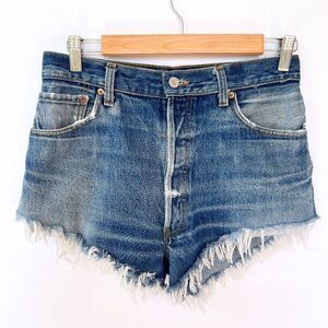 Levi's Denim Jean Shorts Frayed Raw Hem 100% Cotton Medium Wash